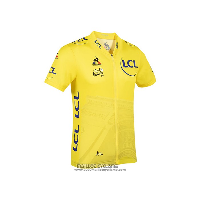 2021 Maillot Cyclisme Tour de France Jaune Manches Courtes et Cuissard